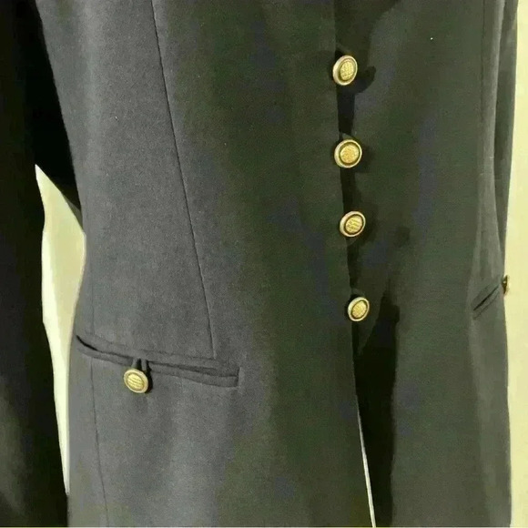 Women’s Vintage Atrium Navy Blazer Gold Buttoms Tan Collar Size 6 - Picture 7 of 9
